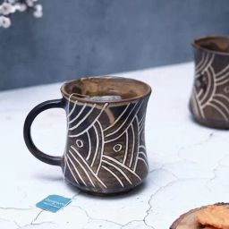 Unravel India Shades of Black Handcrafted Ceramic Tea & Coffee Mug - Set of 2-image-53
