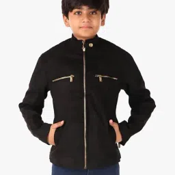 Leather Retail Boys Black Solid Full Sleeves Jacket-picture-46