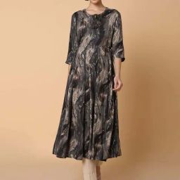 SHOWOFF Black Cotton Printed Anarkali Kurta-image-45