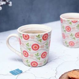 Unravel India Sunflower Bageecha Multicolor Ceramic Tea & Coffee Mug - Set of 2-image-77