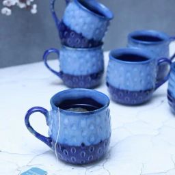 Unravel India Polka Dots Studio Glazed Ceramic Tea & Coffee Mug Set - Set of 6-image-54