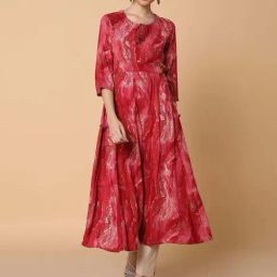 SHOWOFF Pink Cotton Printed Anarkali Kurta-picture-44