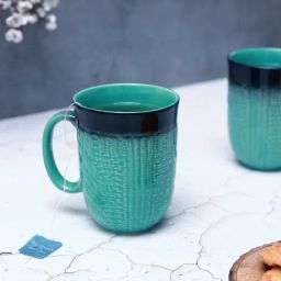 Unravel India Shades of Green & Black Studio Glazed Ceramic Tea & Coffee Mug - Set of 2-image-56