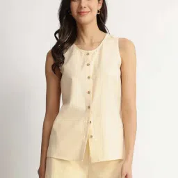 Pink Fort Beige Linen Regular Fit Shirt-picture-25