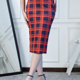 NEUDIS Red Checks Midi Skirt-image-28