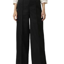 Van Heusen Black Solid Formal Trousers-image-110