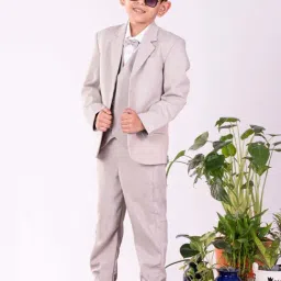 VASTRAMAY Boys White & Grey Solid Full Sleeves Suit Sets-image-41