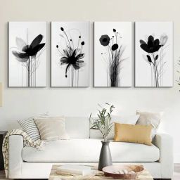 Nestroots Monochrome Elegance Multi Frame Floral Canvas Wall Painting - Set of 4-47