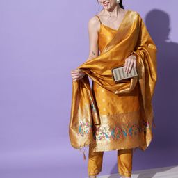 VredeVogel Women Woven Design Kurta with Trousers & Dupatta-picture-38