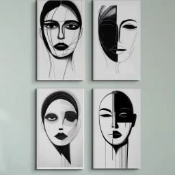 Nestroots Monochrome Elegance Woman's Captivating Multi Frame Canvas Wall Painting - Set of 4-36