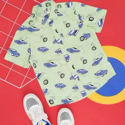 Pantaloons Junior Paradise Green Cotton Printed Shirt-picture-46