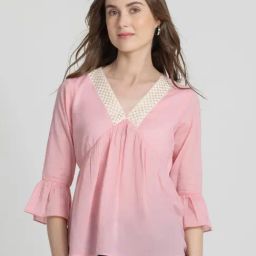 SHAYE Pink Cotton Regular Fit Top-image-103