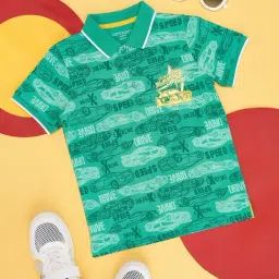 Pantaloons Junior Holly Green Cotton Printed Polo T-Shirt-picture-44