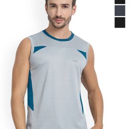FTX Pack Of 4 Colourblocked Round Neck Bio-Wash Gym Innerwear Vests-picture-38