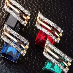 SEAA ENTERPRISES Women Red Crystal Square Studs Earrings-picture-11