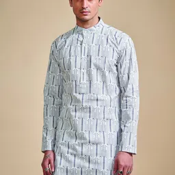RR Blue Men Dyed Thread Work Kurta-picture-32