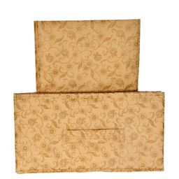 Kuber Industries Set Of 5 Beige Metallic Floral Printed Drawer Storage Organizers image 3