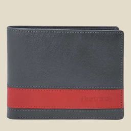 Fastrack Grey and Red Textured Leather Wallet-image-4