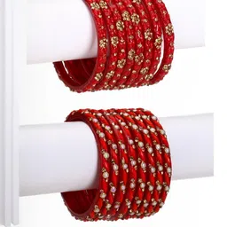 1ST TIME Set of 16 Artificial Beads & stones Studded Alloy Bangle-1