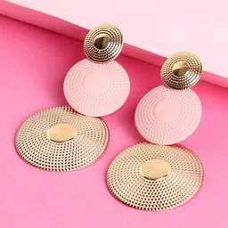 DressBerry Gold-Plated Circular Shaped Drop Earrings-image-19