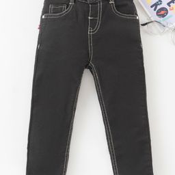 Babyhug Full Length Washed Denim Jeans - Charcoal-image-96