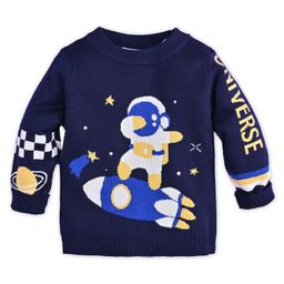 Kookie Kids Full Sleeves Sweater with Astronaut Design - Navy Blue-image-16