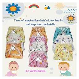 Chirsh New Born Baby Cotton Cloth Nappies/Diapers/ Langot Pack Of 10 (0-6 Months) - Multicolor-10