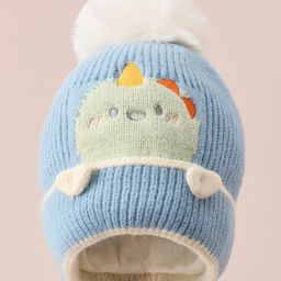 Babyhug Woollen Cap with Dino Design - Blue-18