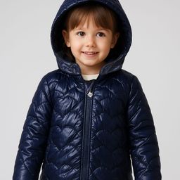 Babyhug Woven Full Sleeves Front Open Padded Hooded Jacket with Quilted Hearts Design - Navy Blue-image-56