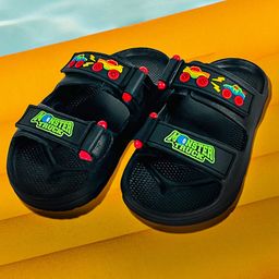 KazarMax Monster Truck Text & Vehicle Detailed Water Proof Sandals - Black & Green-image-41