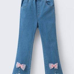 Mark & Mia Full Length Washed Bootcut Denim Jeans with Bow Applique - Blue (Bow May Vary)-image-64