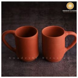 Swadeshi Blessings Unglazed Handmade Clay Mugs Earthen Mugs for Milk,Tea,Coffee Mud Mugs Mitti Mugs 400ml Each - Brown-image-71