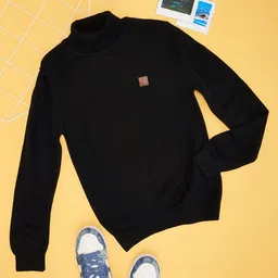 Pantaloons Junior Full Sleeves Solid Sweater - Black-picture-49