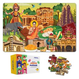 The Puzzl Co - Karnataka Jigsaw Puzzle for Kids 6 Years & Up, 100-Piece City Puzzle with Frame, Compact & Travel-Friendly, Educational Puzzle to Learn Karnataka's Culture, Monuments & Food-28