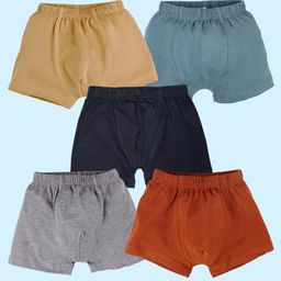 Kiddopanti Cotton Lycra Pack Of 5 Solid Boxers - Beige Grey Black & Brown-image-57
