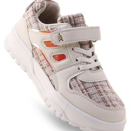 Pine Kids Sports Shoes with Velcro Closure & Tape Detailing - Beige-image-96