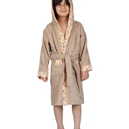 Rangoli Bamboo Full Sleeves Floral Printed Ultra Soft Bath Robe With Attached Adjustable Belt - Beige-image-91