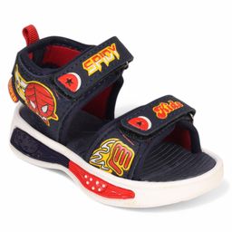 Lil Lollipop Spidy Kids Text Designed With Double Velcro Closure Sandals - Navy Blue & Red-image-78