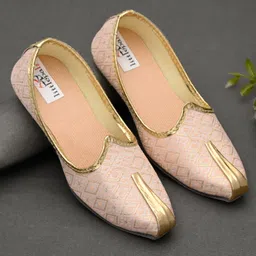 Little Palz Paisley Foil Embroidered Mojaris - Peach-picture-33