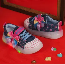 FEETWELL SHOES Polka Dots Designed Bow Applique Detailed LED Sneakers - Blue-picture-32