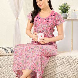 UDHATIKRAMAN Embroidered Maxi Nightdress-image-79