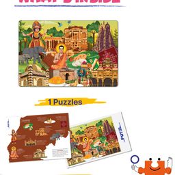thepuzzl.co The Puzzl Co - Karnataka Jigsaw Puzzle for Kids 6 Years & Up, 100-Piece City Puzzle with Frame, Compact & Travel-Friendly, Educational Puzzle to Learn Karnataka's Culture, Monuments & Food image 3