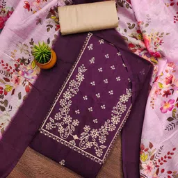 Blissta Floral Embroidered Sequinned Unstitched Dress Material-image-35