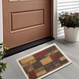 FABINALIV Brown & Beige Geometric Door Mat-64