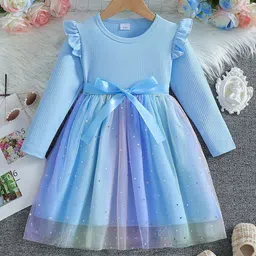 YK Girls Flutter Sleeves Fit & Flare Dress-picture-42