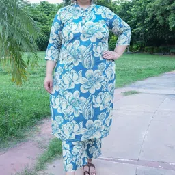 DIVASTRI Women Floral Printed Regular Pure Cotton Kurta with Trousers-picture-13