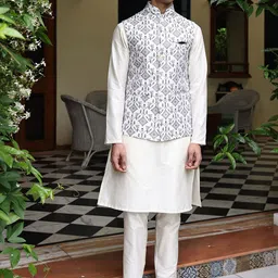 PATR Embroidered Woven Nehru Jacket-40