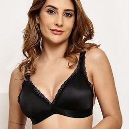 PrettyCat Black Underwired Satin Plunge Bra-image-45
