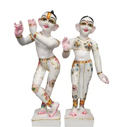krishnagallery White And Gold-Toned Radha Krishan Murti Idol Showpiece-image-15