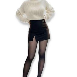 Hill Islands Women Dual Tone Solid Semi Sheer Fur Stockings-image-93